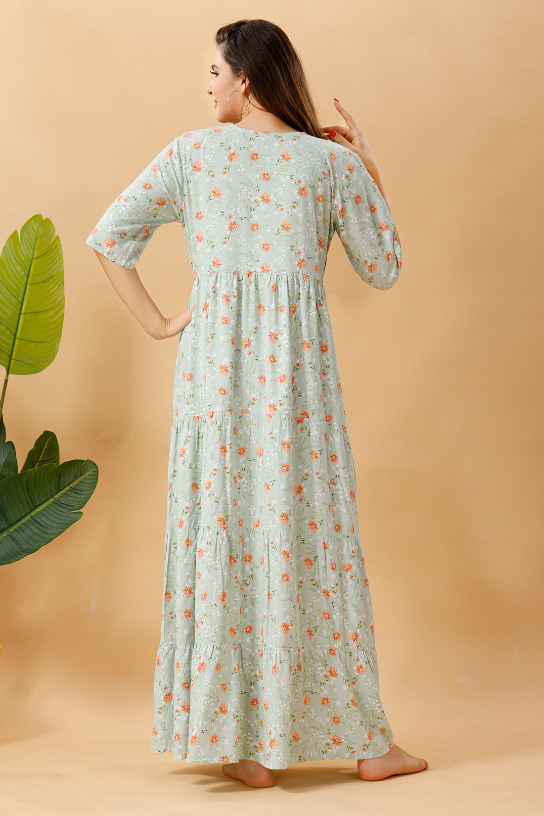 Floral frock rayon cotton nighty