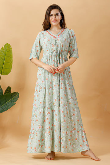 Floral frock rayon cotton nighty