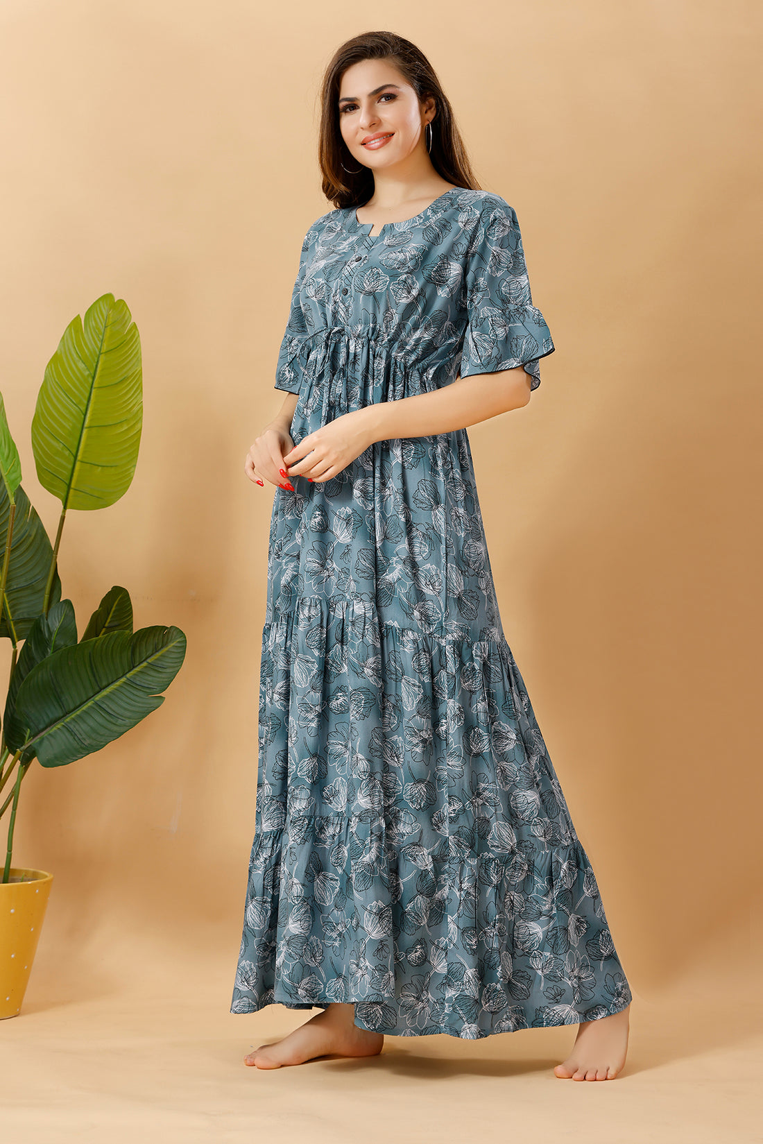 Frock Style Rayon Cotton Nighty