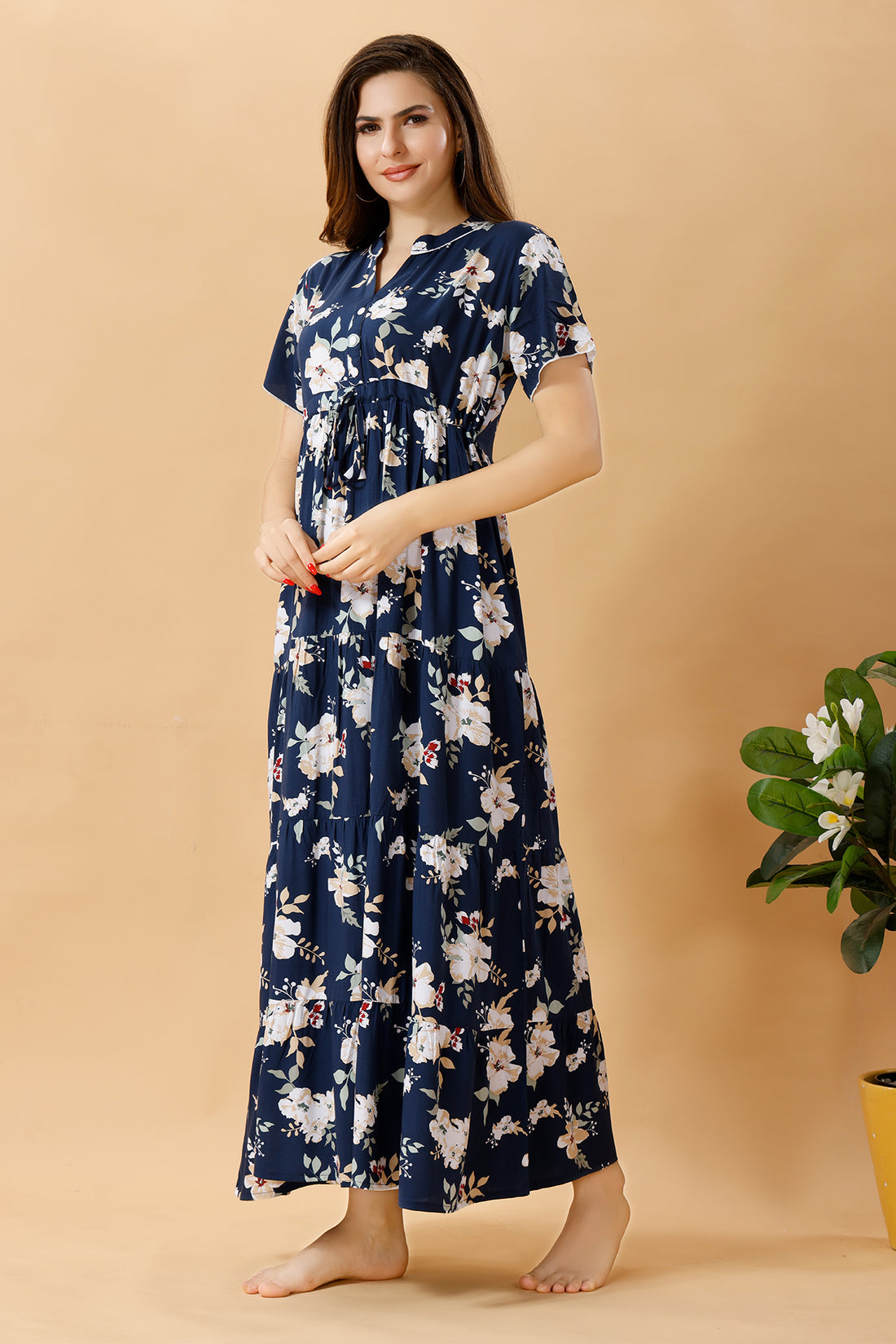 Floral Frock Rayon Cotton Nighty