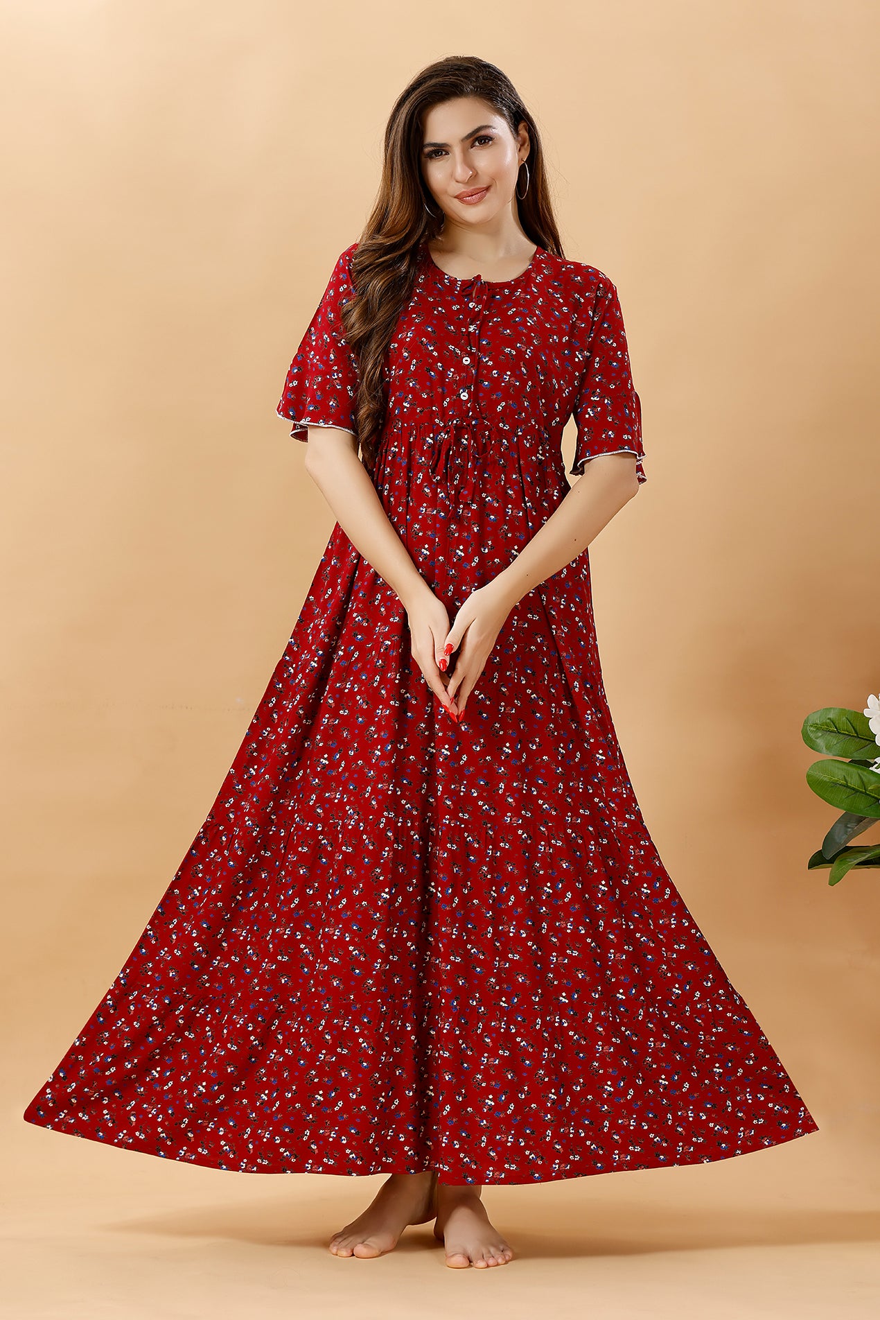 Beautiful Red Frock Style Nighty