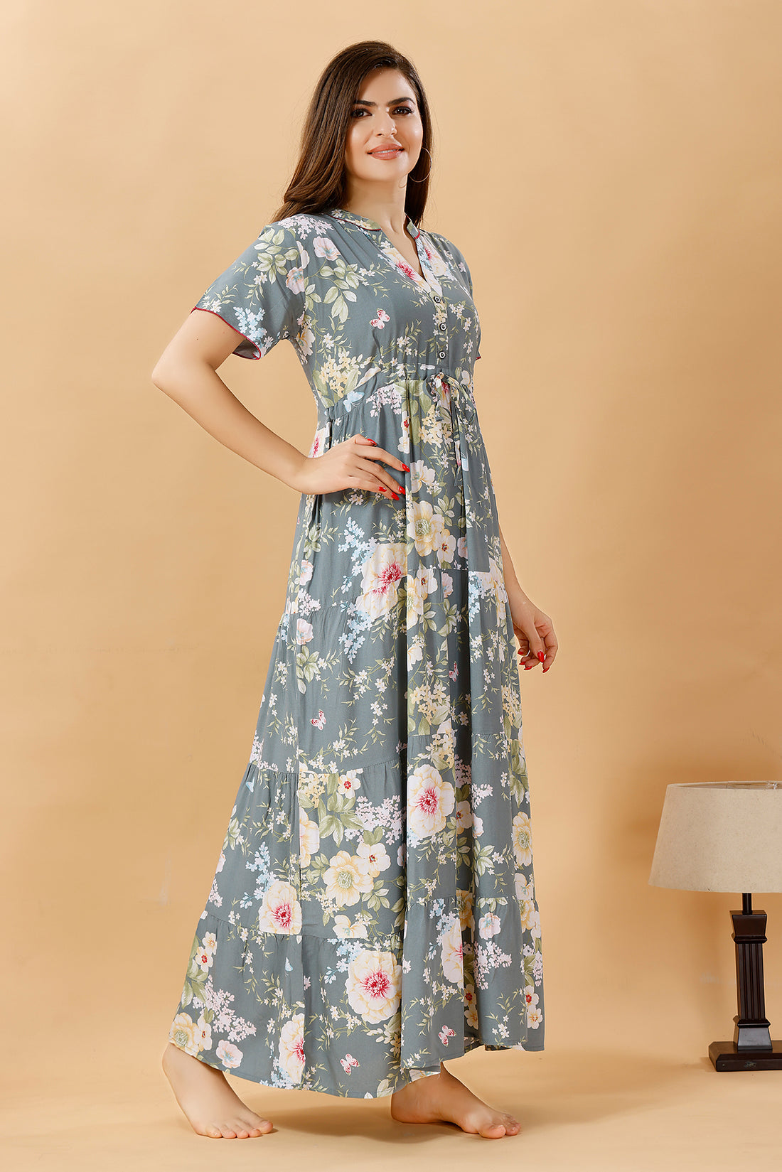 Floral Frock Rayon Cotton Nighty