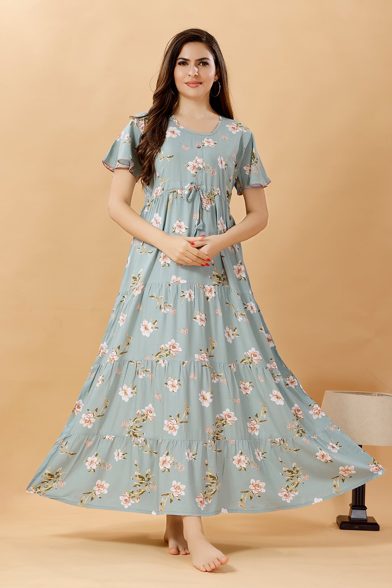 Frock Rayon Cotton Floral Nighty