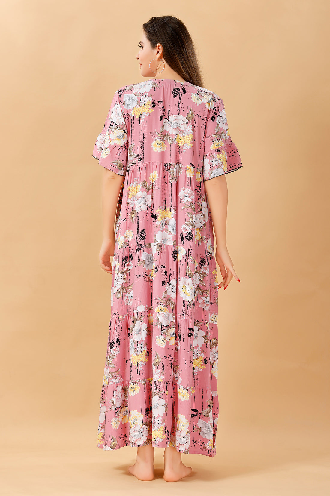 Floral Pink Frock Nighty