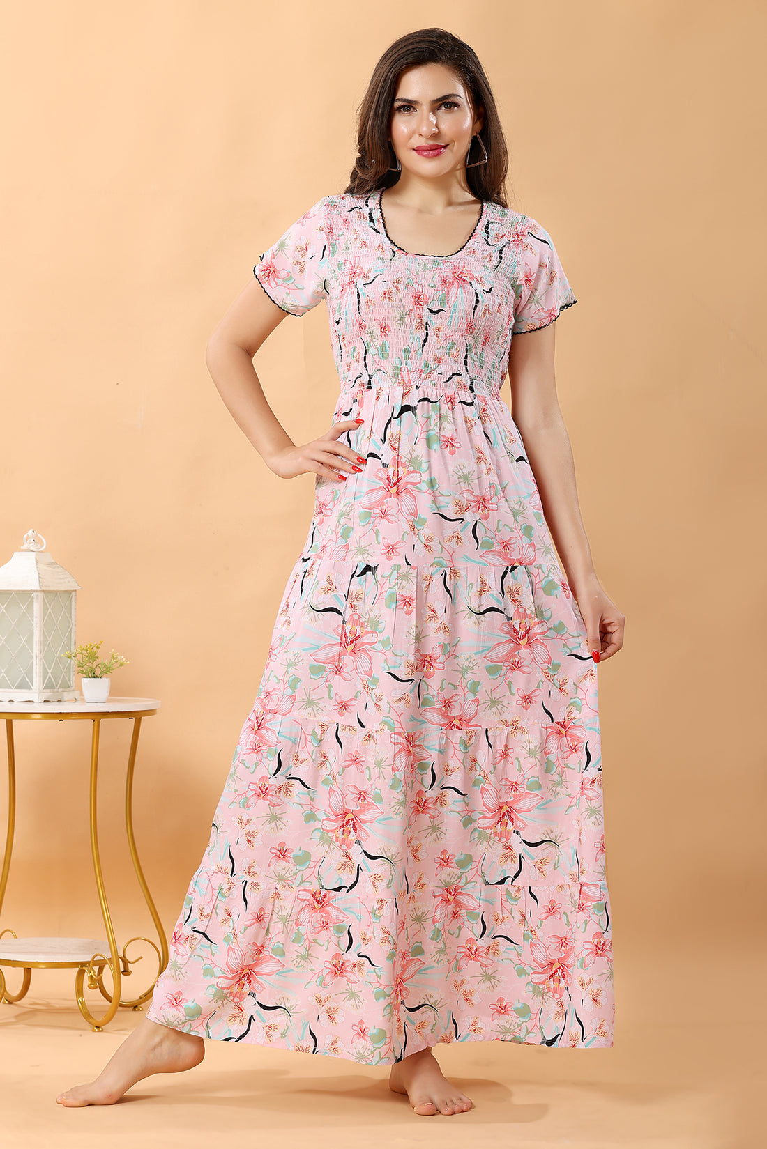 Smoking Pink Floral Nighty