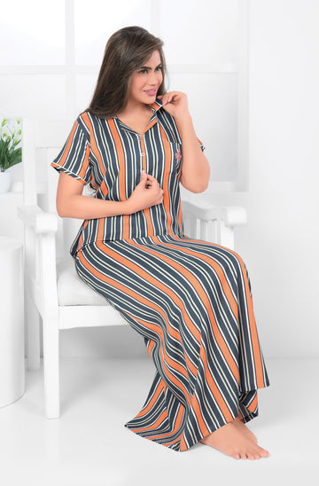 Orange Rayon Cotton Juliet Nighty