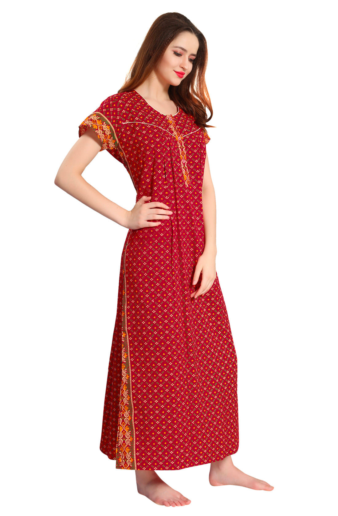 Bhatik Print Pure Cotton Red Nighty