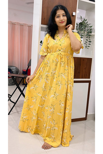 Small Floral Frock Yellow Nighty @Sindhu Reddy