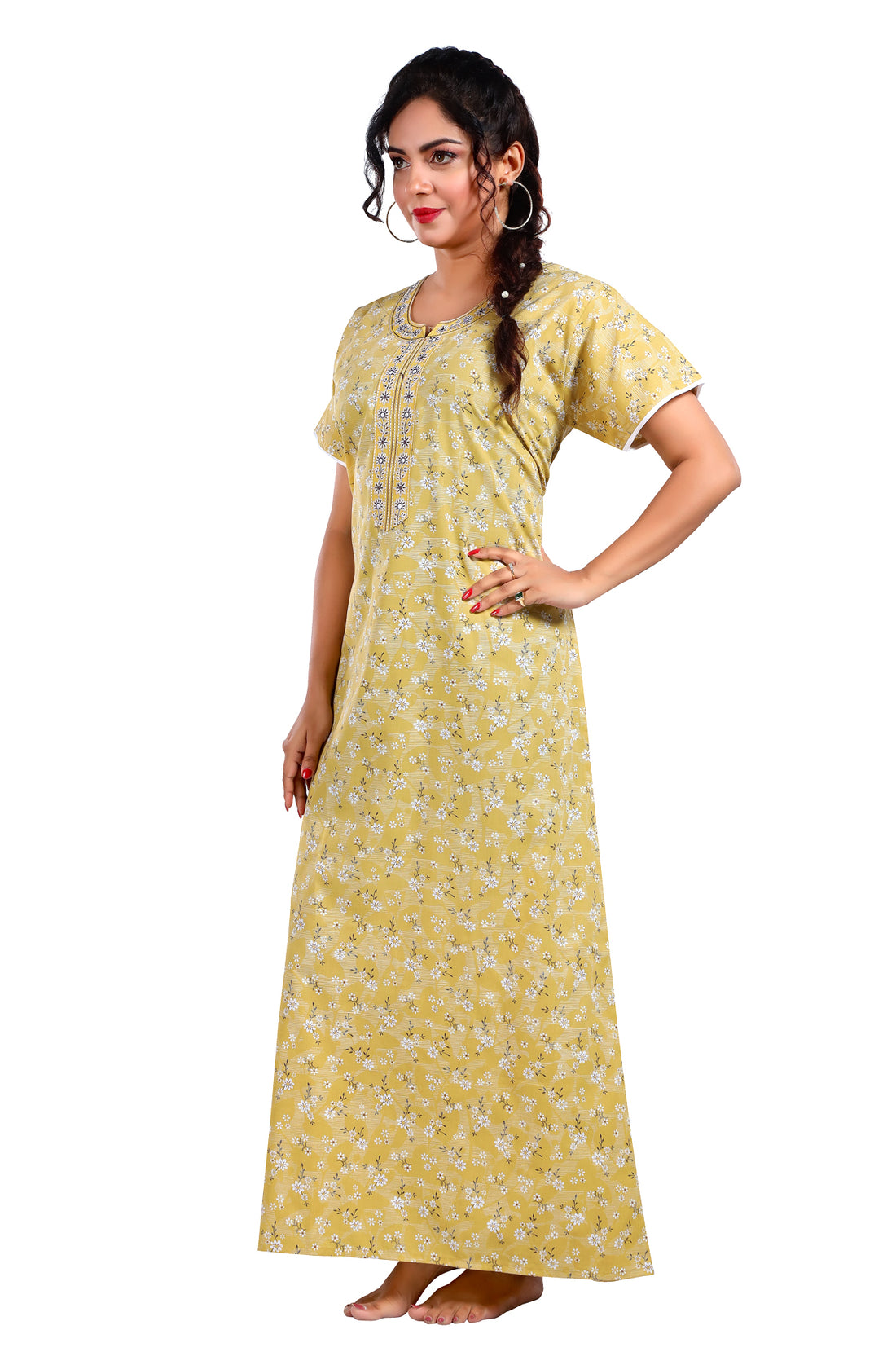 Cotton Yellow Straight Cut SkinStory Nighty